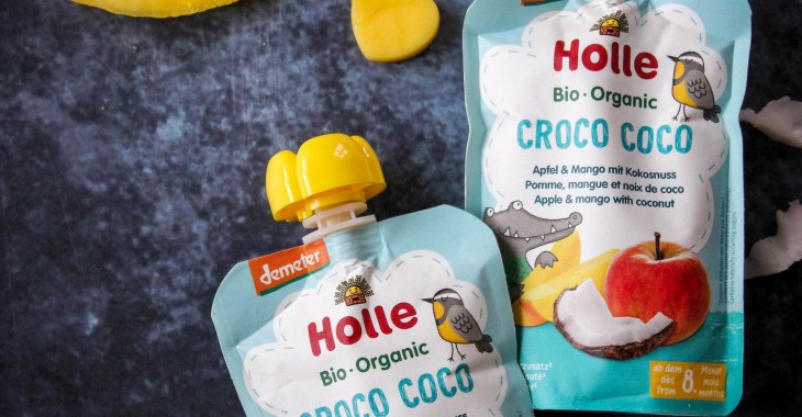 BIO nowość Holle – CROCO COCO – nowy mus owocowy z kokosem  dla dzieci od 8. miesiąca życia