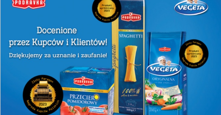 Produkty Podravka i Vegeta nagrodzone i docenione przez detalistów w konkursie Złoty Paragon!